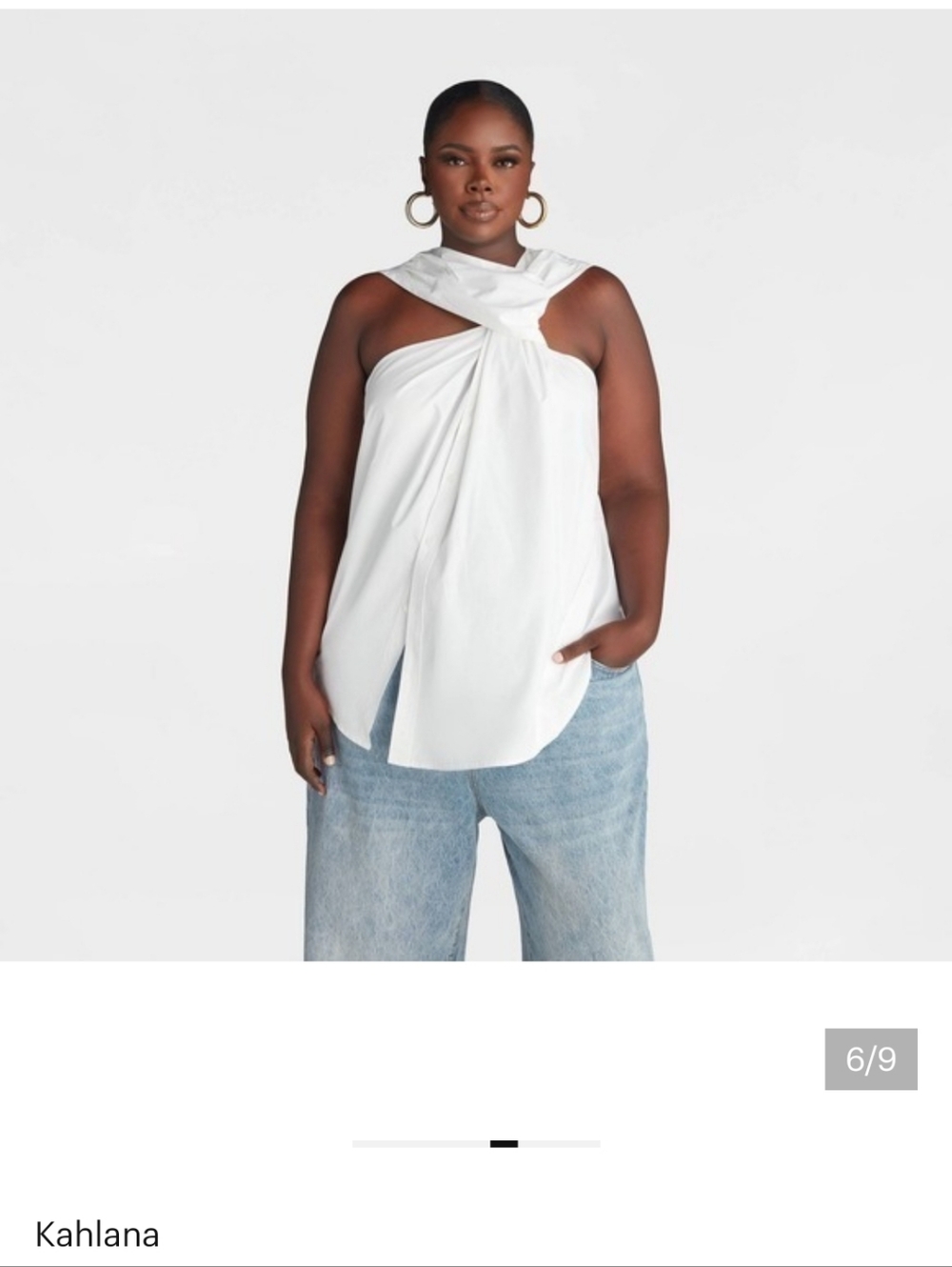 NWT KBB By Kahlana Asymmetrical Twisted Neck White Sleeveless Top